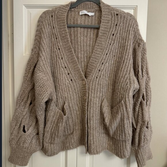 Jonathan Simkhai Sweater Cream / Brown Chunky Brown Reagan  Sz Medium - Picture 3 of 6